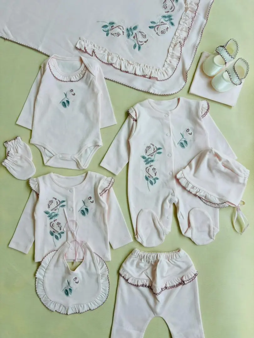 ست بیمارستانی دخترانه ترک ۱۰ تیکه برند Eda baby